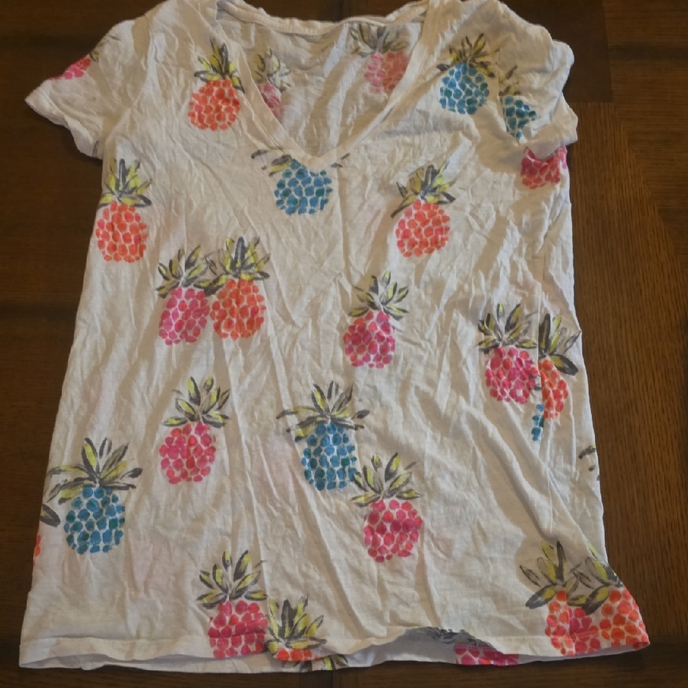 Merona White Tee with Colorful Pineapples